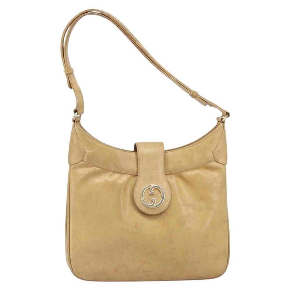 Gucci Leather Shoulder Bag Beige